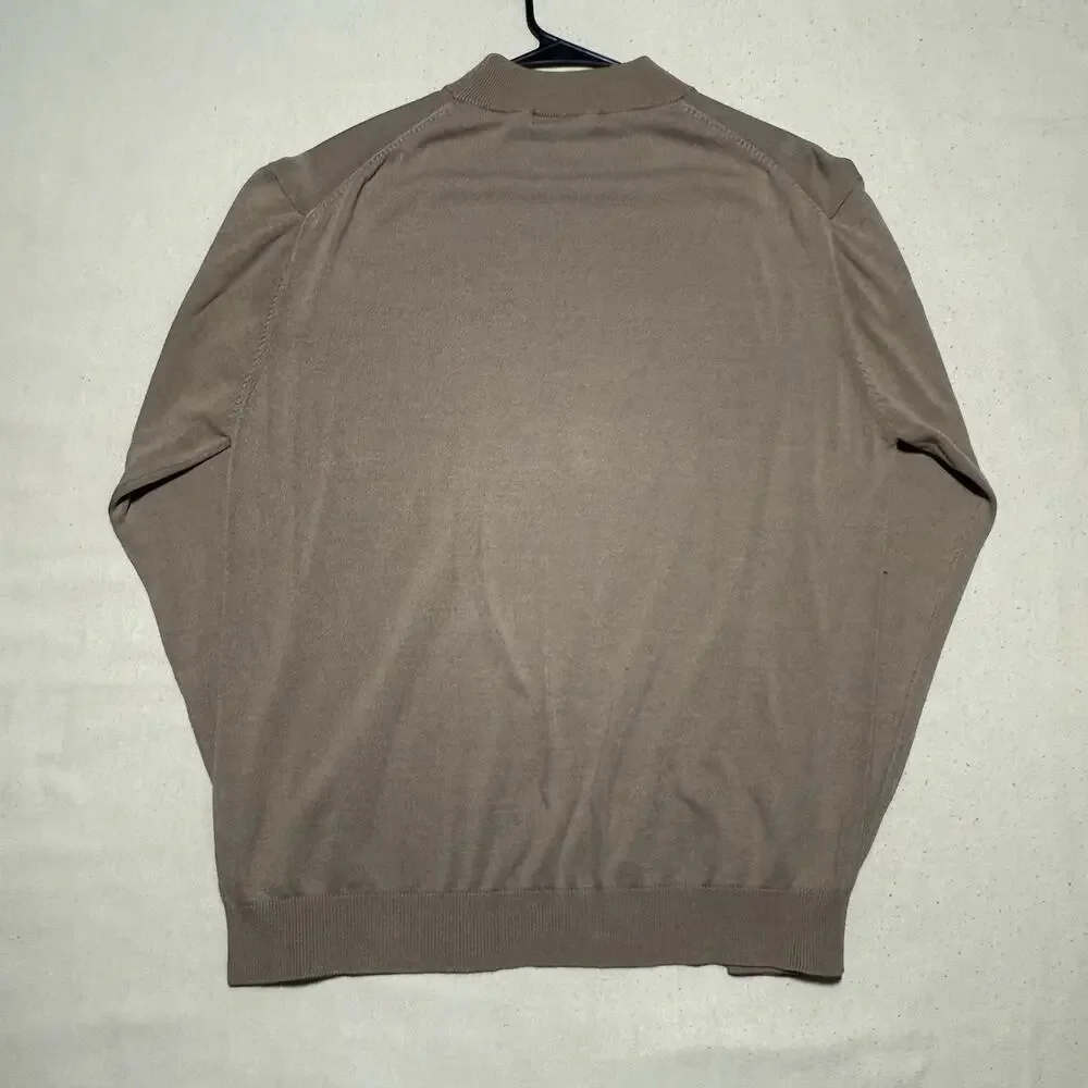 Pronto Uomo Sweater Mens Size Large Brown Mock Neck Tony Soprano Style Old Money